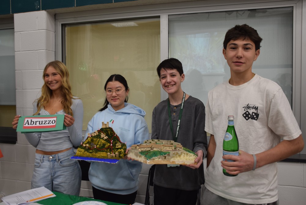 Middle school Italian class students showcase their display of the Abruzzo region of Italy.