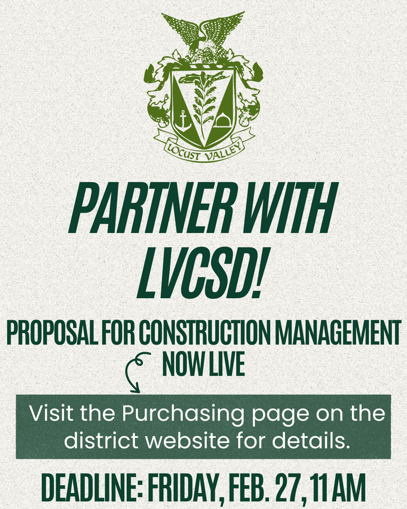 Partner with LVCSD! Proposal for Construction Management Now Live. Visit the purchasing page on the district website for details. Deadline: Friday, Feb. 27, 11 AM