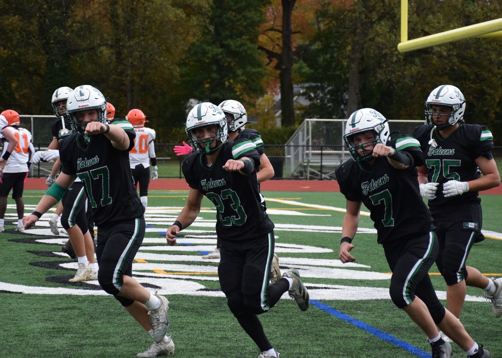 The Falcons celebrate a TD.