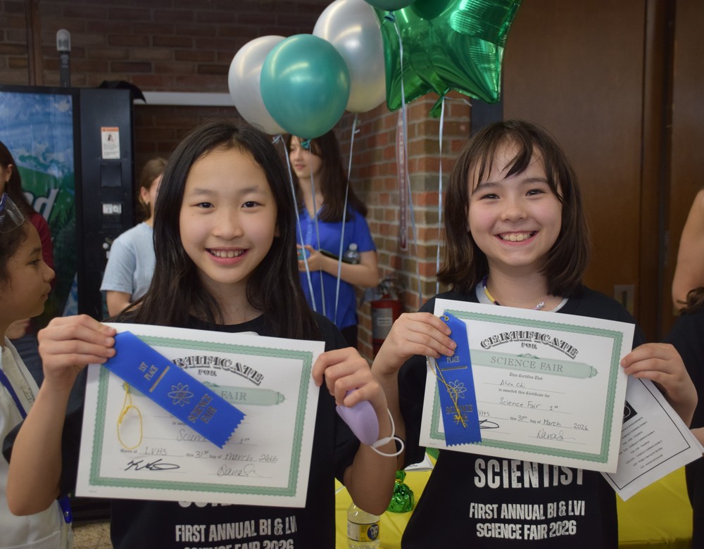 BI's Elisabeth Casey and Alivia Chi won second place in the fourth grade for their project: "Bio Battery."