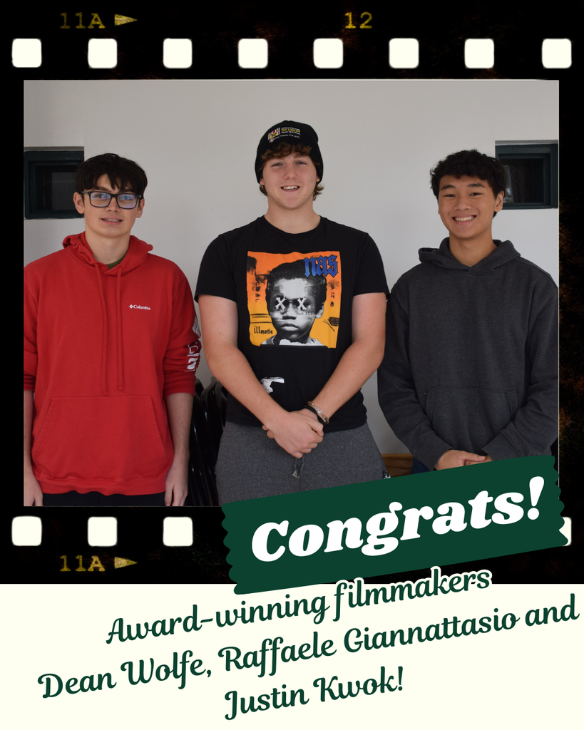 Locust Valley High School filmmakers Dean Wolfe, Raffaele Giannattasio and Justin Kwok (left to right) won Best Use of Character in the 72-Hour Film Festival.