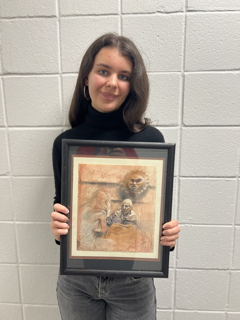 Senior Julia Pisciotta her work “Sunfather.”