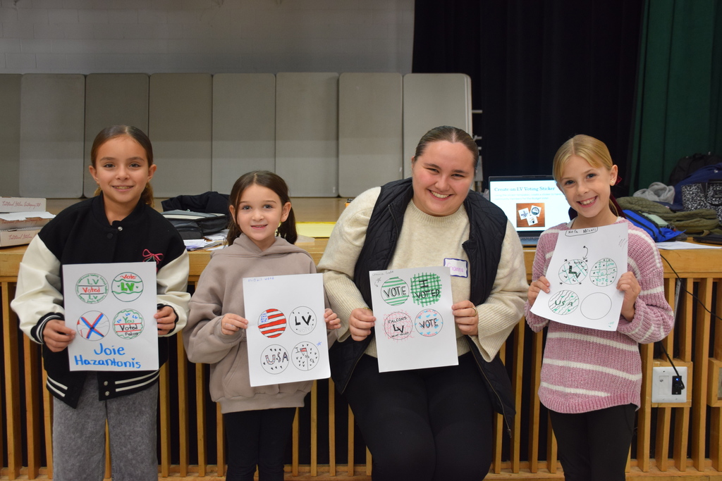 Locust Valley students of all ages created sticker designs for community members participating in the budget vote in May.