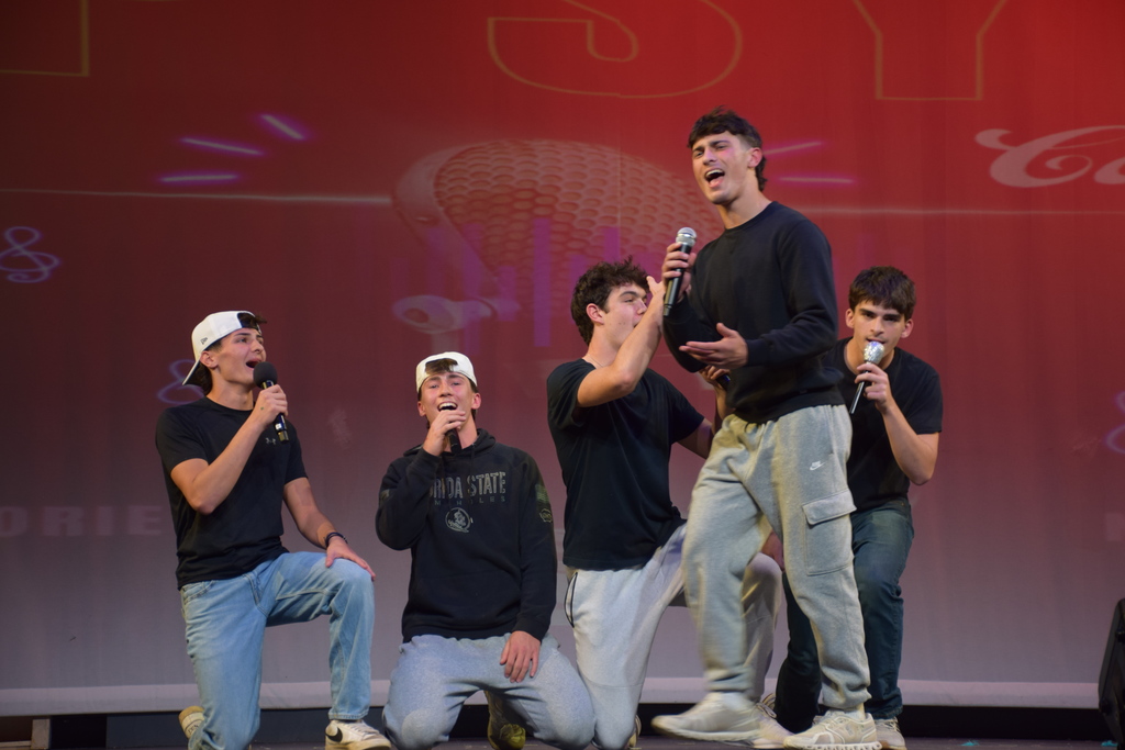 High schoolers perform "I Want It That Way" by The Backstreet Boys.