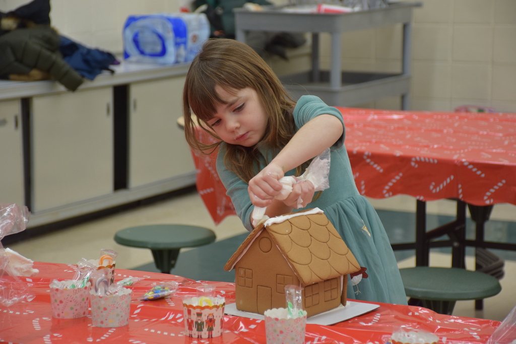 A student works on her gingerbread house design at Ann MacArthur Primary.