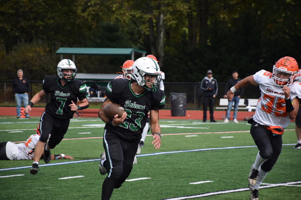 The varsity football team made it to the county playoffs this season.