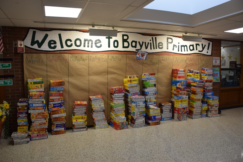 Bayville Primary School donated over 350 boxes of cereal as part of Pack the Pantries.