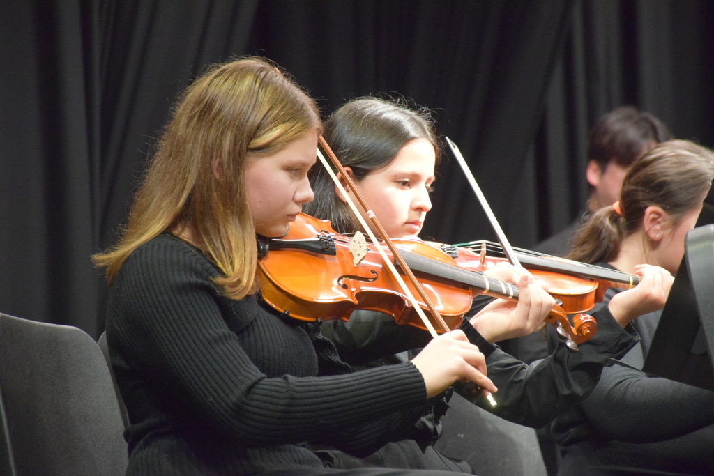 Locust Valley Middle School violinists performed during the evening concert, conducted by Soon Hee Newbold.