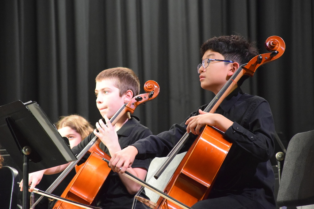 Locust Valley Middle School celloists learned performed during the workshop and concert.