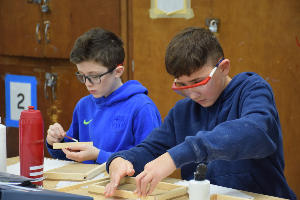 MS students construct the Zen gardens.