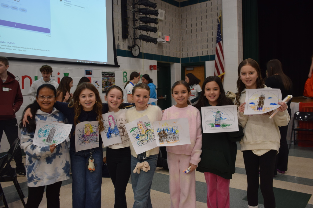 Locust Valley Intermediate School fifth graders colored in famous Italian art pieces.