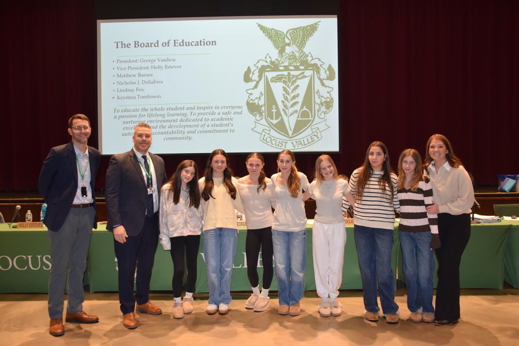 The middle school cheer team was honored at the Jan. 28 Board of Education Meeting for helping Bayville Primary School students with their homework throughout the fall.