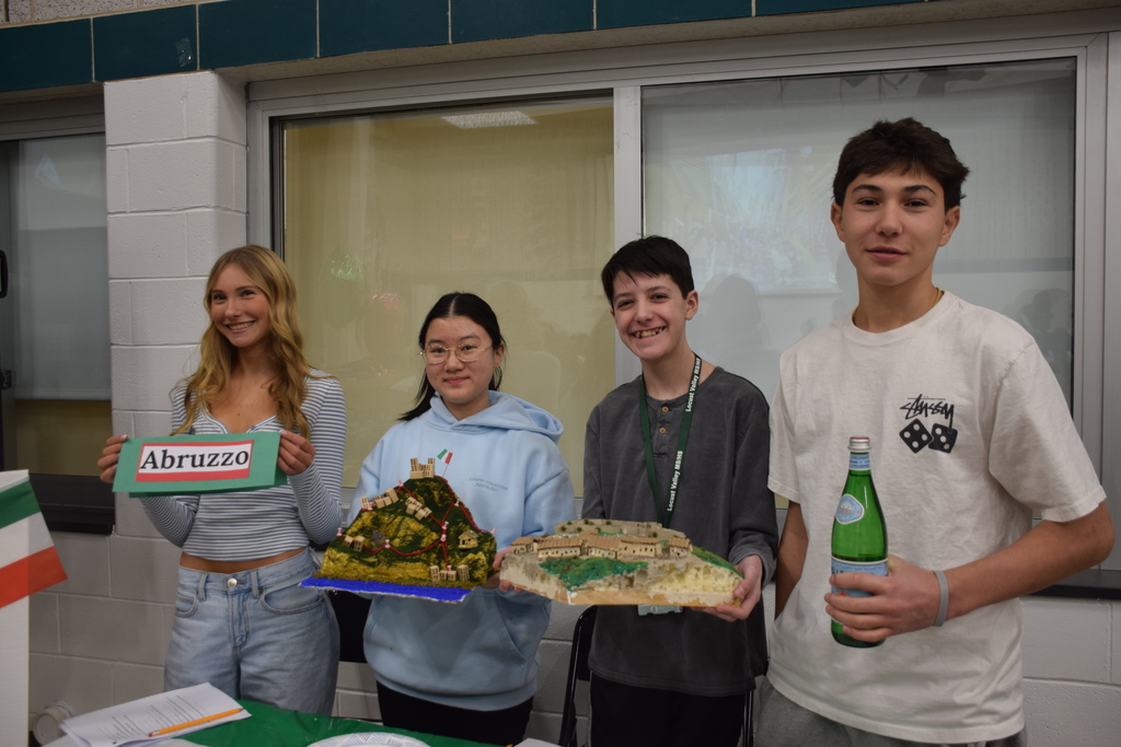 Middle school Italian class students showcase their display of the Abruzzo region of Italy.
