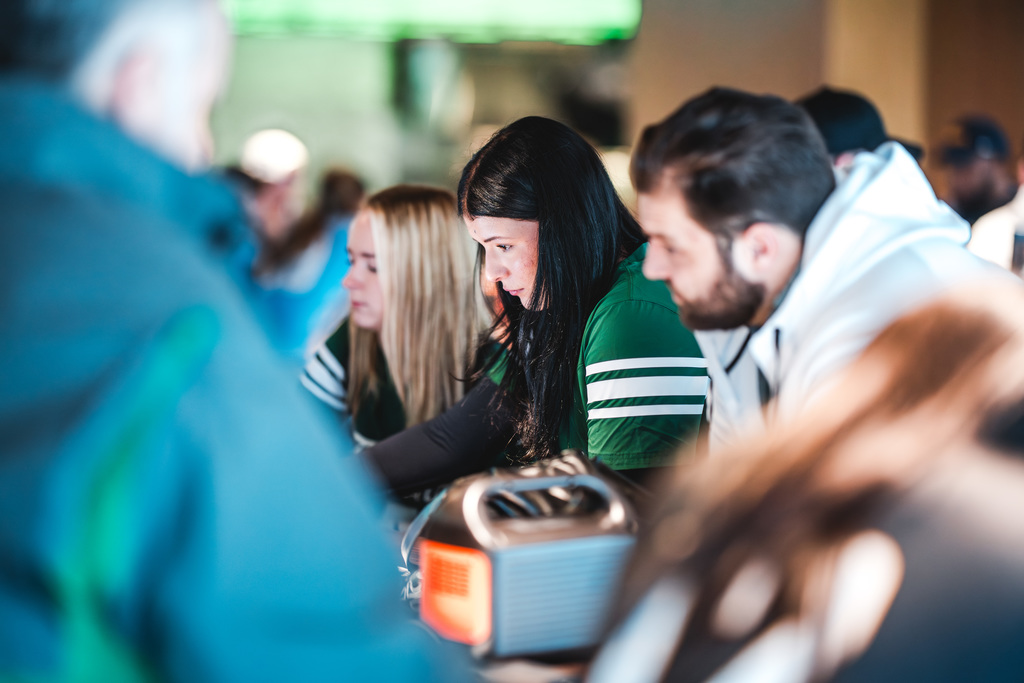 Morgan Sullivan, Sophia Georgiopoulos and Michael Gilbert viewed concept jerseys from Nike.