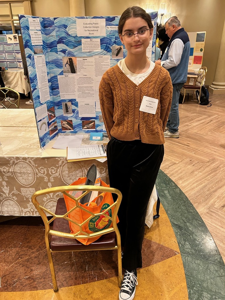 Waverly Shenoy presents her science project at the 2026 LISEF.