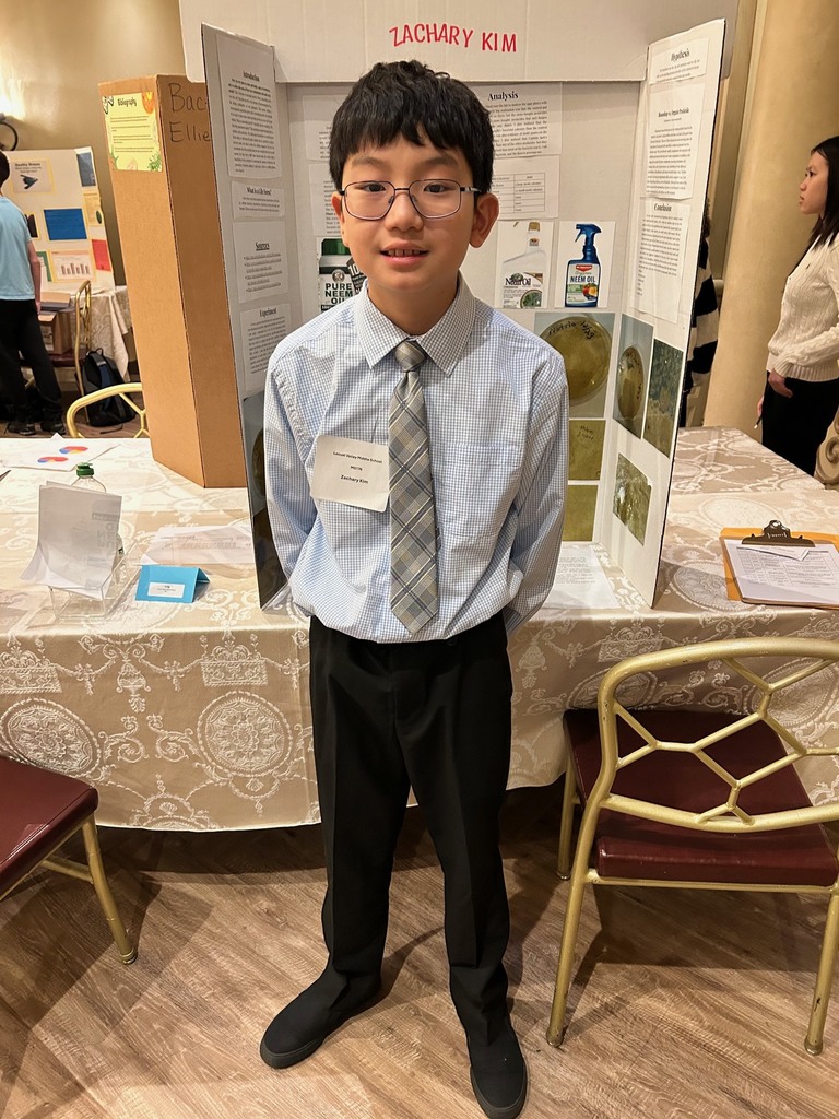 Zachary Kim presents her science project at the 2026 LISEF.