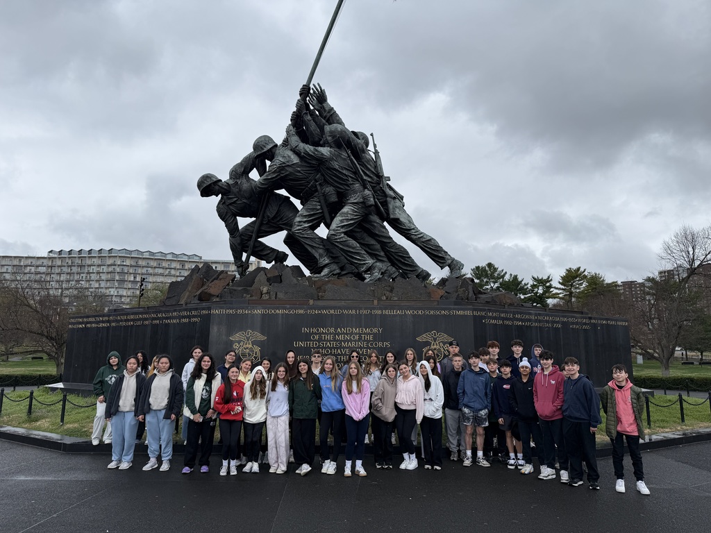 LVMS eighth graders at the marine memorial during the 2026 Washington, D.C. trip.