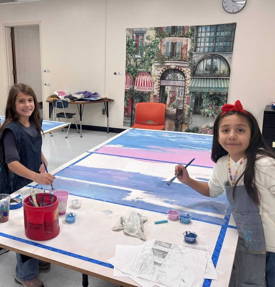 BI students paint with Mrs. Chaplin and local artist John DiNaro