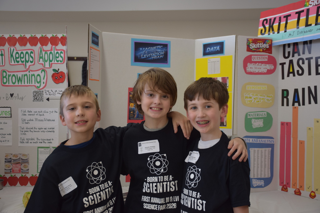 BI's Jack Musynske, Christopher Hanna and Alexander Mihaltses earned second place in the third grade.