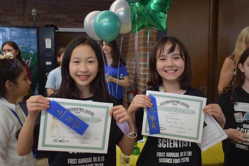 BI's Elisabeth Casey and Alivia Chi won second place in the fourth grade for their project: "Bio Battery."