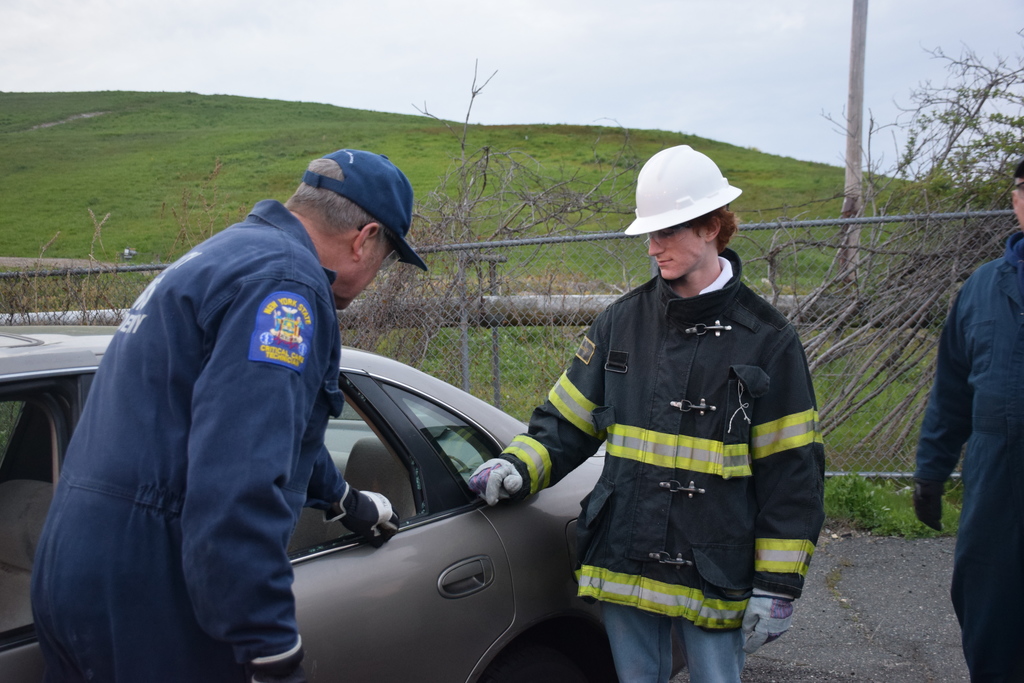 Locust Valley High School student Henry Bubbico surveyed a mock car crash to look for ways to help.