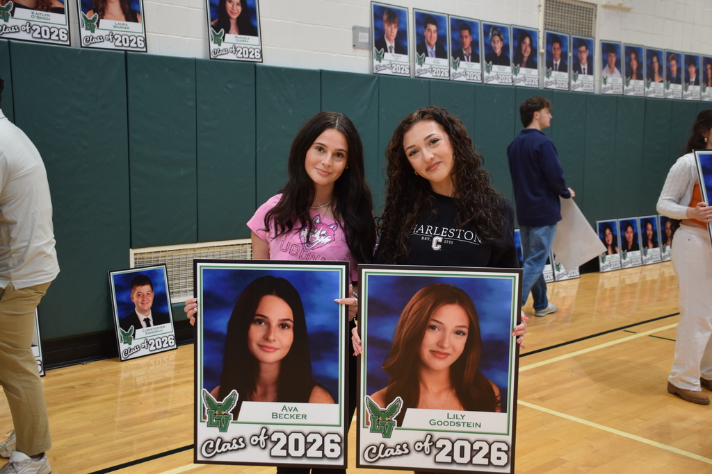 Seniors showcase their lawn signs at Up & Away Day 2026.
