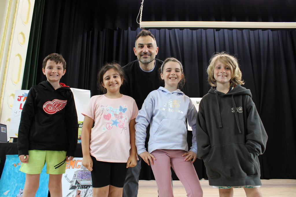 Author and illustrator Jarrett Lerner with LVI students during his visit in May 2026.