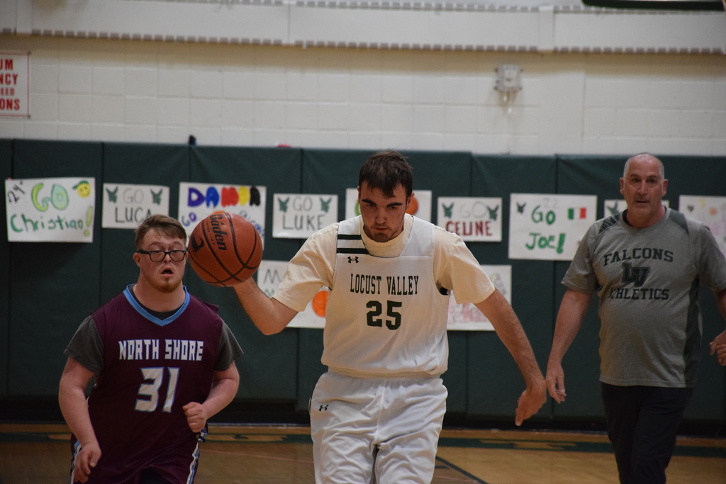 Matteo Santoro took the ball up the court at the scrimmage.