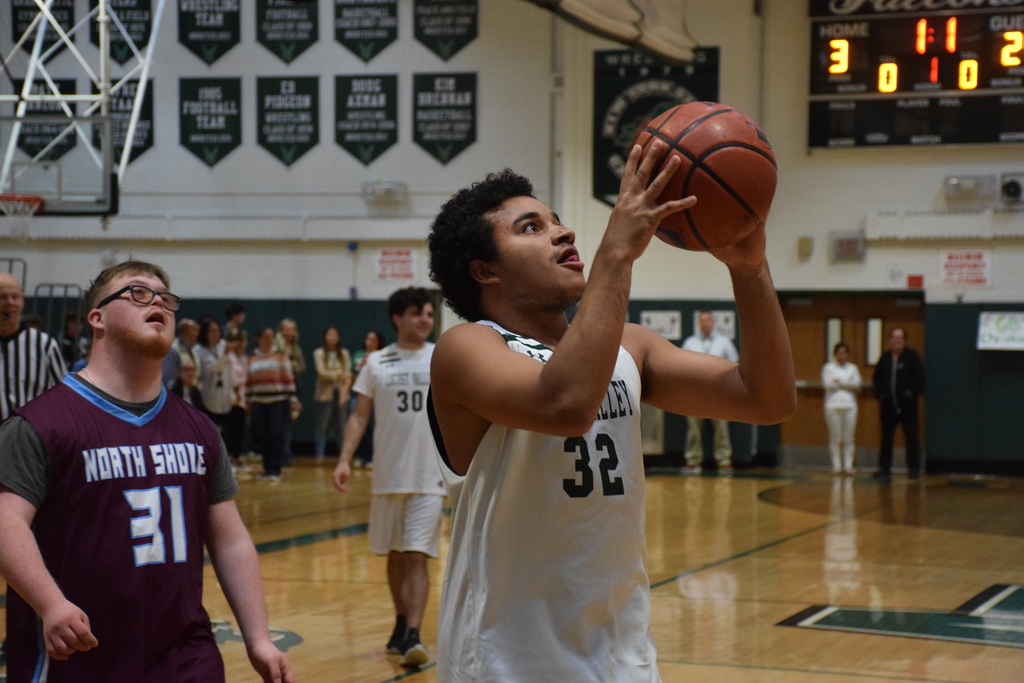 Tyler Banks aimed for a shot at the scrimmage with North Shore High School.
