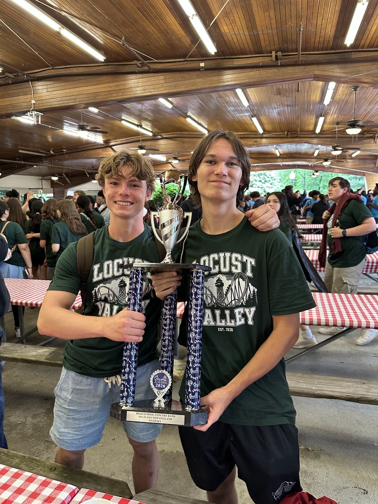 Locust Valley High School students Noah Mauldin and Jake Lamb accepted the Best Overall Band award on behalf of the school’s symphonic band.