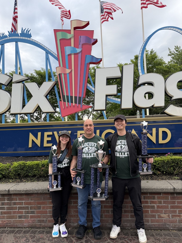 Locust Valley High School music teachers Brianna Blake, Vincent Guerra and Brian Fong took home several awards from the Music in the Parks Festival at Six Flags New England.