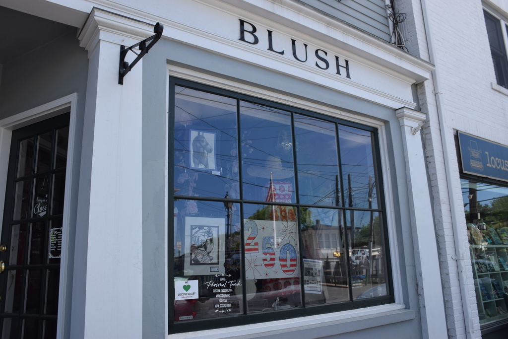 Student artworks displayed at Blush for the Locust Valley Art Walk with the Locust Valley Chamber of Commerce.