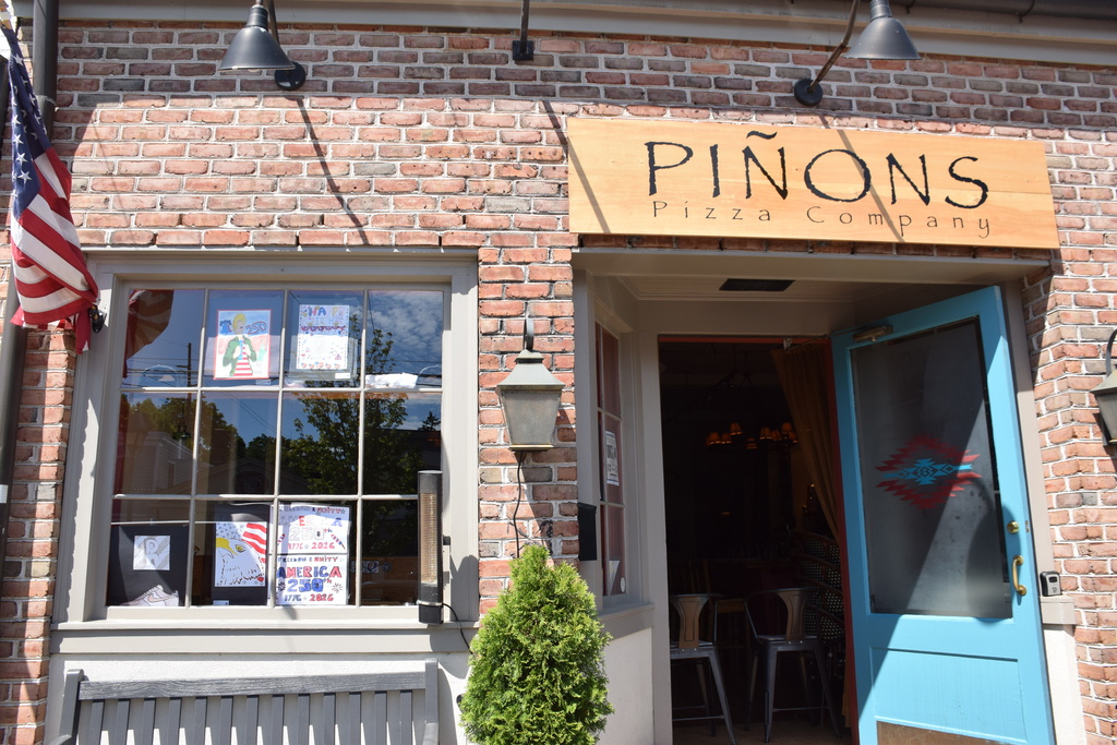 Student artworks displayed at Piñions for the Locust Valley Art Walk with the Locust Valley Chamber of Commerce.