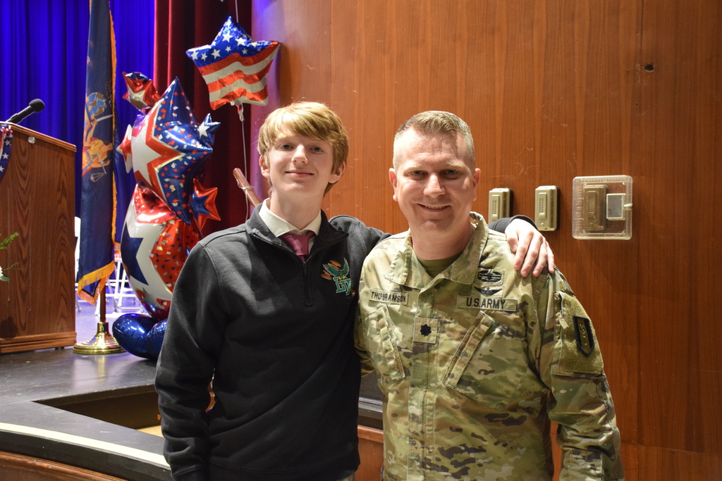 Wyatt Thorgramson and his father Terrance, a United States Army Lieutenant Colonel, at the Legacy of Service ceremony.
