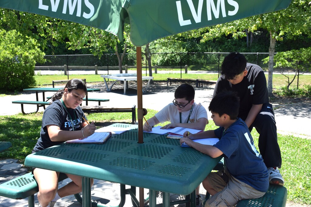 LVMS students find the mean, median, mode and range of throw speeds from the "Can You Throw Faster Than a Sixth Grader" event.
