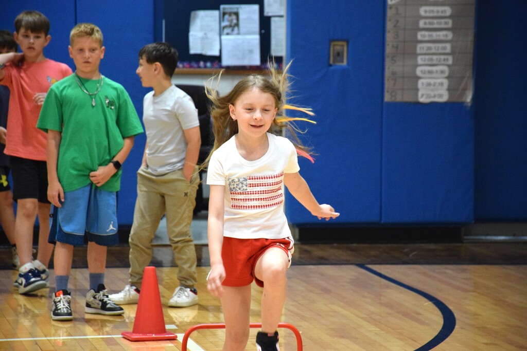 A BP student wore a shirt with the Stars and Stripes for her gym class.