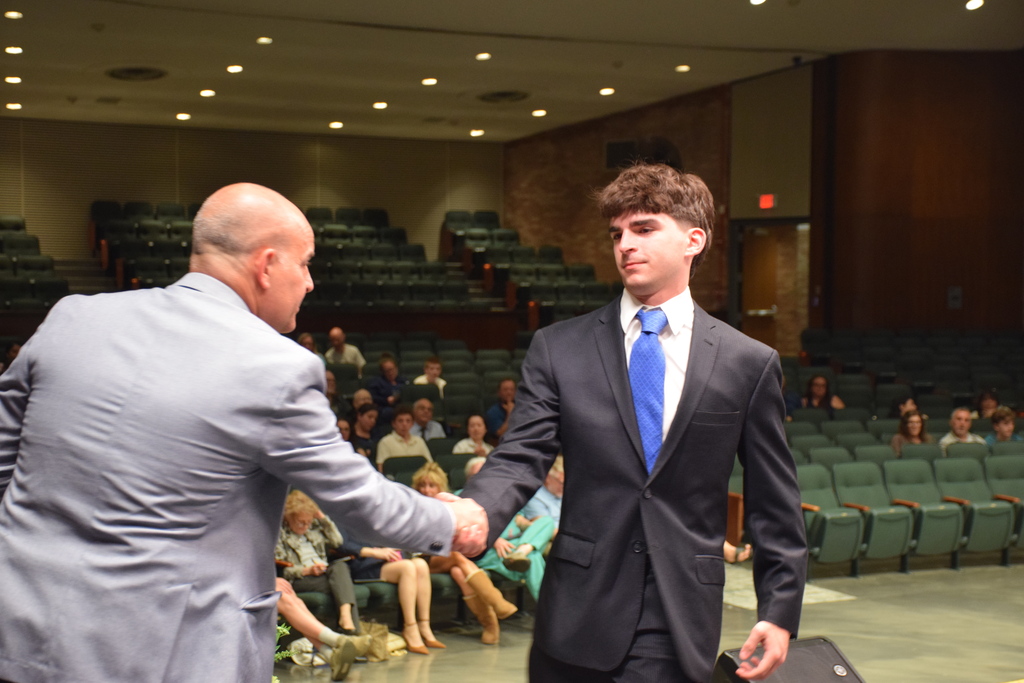 LVHS Class of 2026 Salutatorian Grant Greedon accepts an award at the Senior Academic and Community Awards.