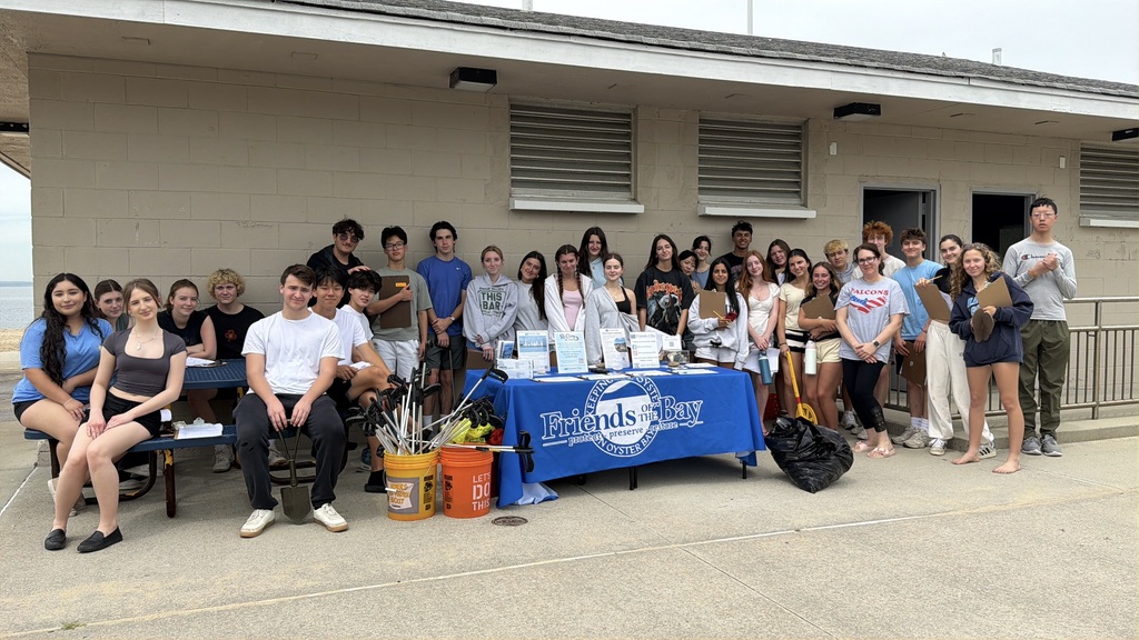 31 Locust Valley High School students helped clean and collect water and air data at Stehli Beach in Bayville with environmental organization Friends of the Bay.