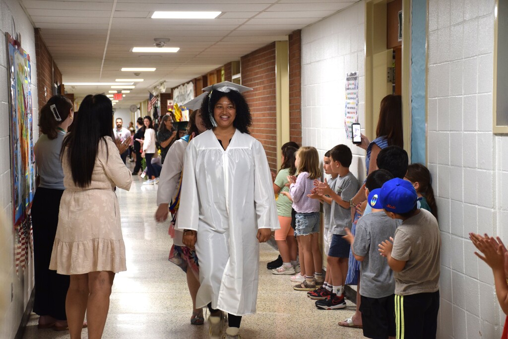 Members of the Class of 2026 are cheered on by students and staff at BP.