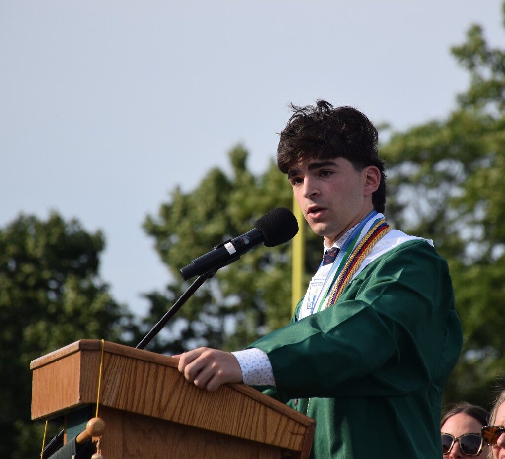 Locust Valley High School salutatorian Grant Creedon addressed the Class of 2026 at the commencement ceremony on June 25.