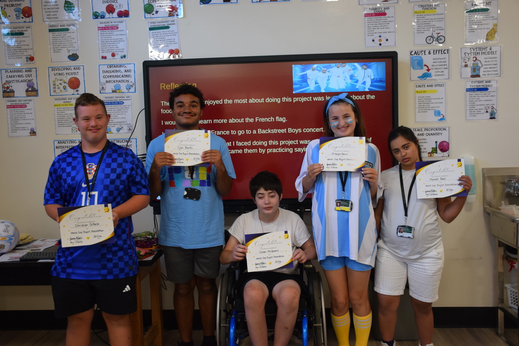 Extended school year students received certificates for their presentations on other countries and their cultures.