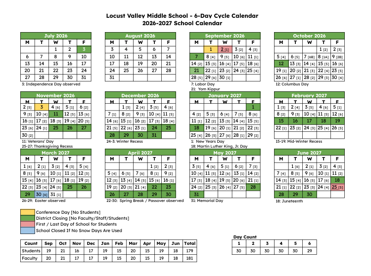 6 day calendar LVMS