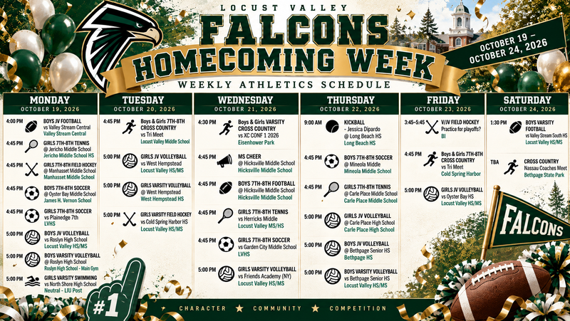 Homecoming week Athletics schedule