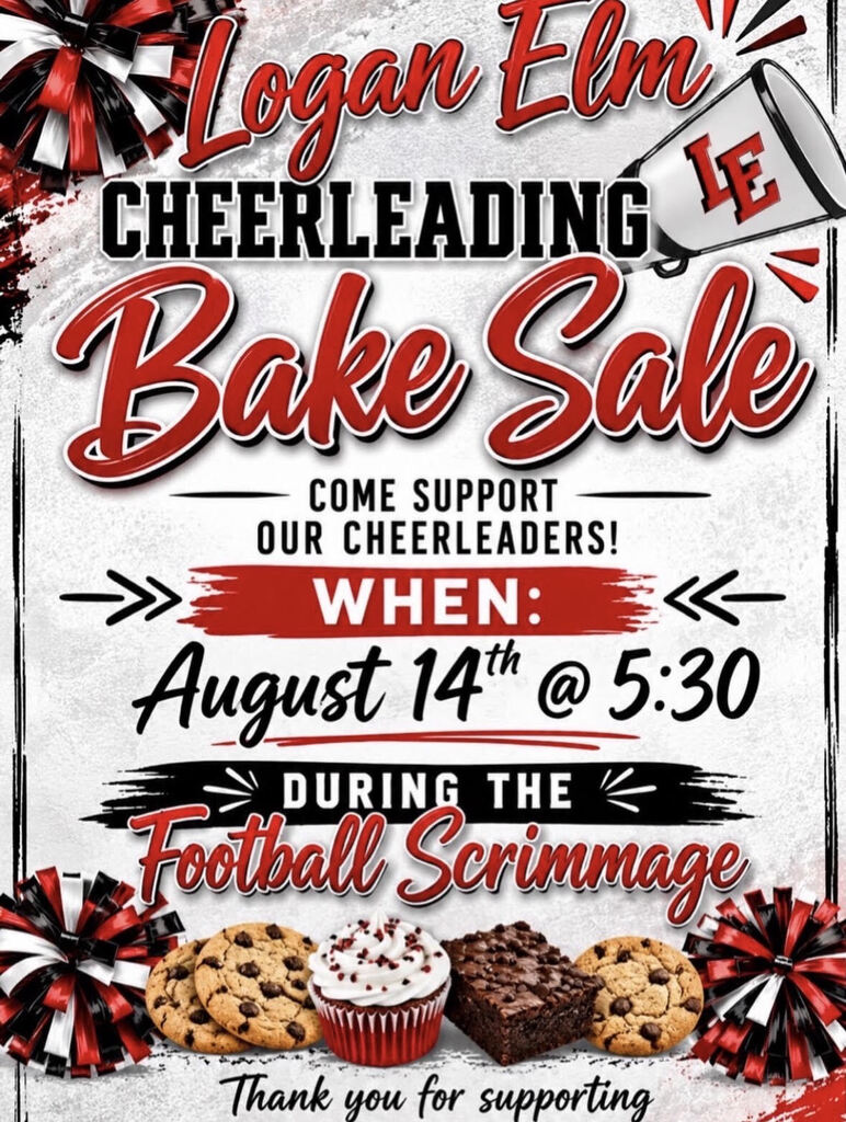 Logan Elm Cheerleading will be having a bake sale at our first home football scrimmage! Come out and support our football team and cheerleaders, and make sure to stop by to get some homemade sweets!