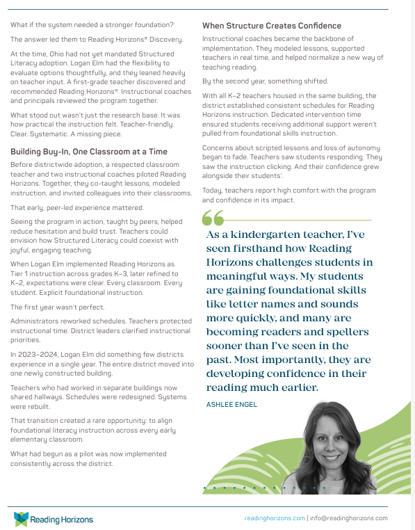 Article from reading horizons