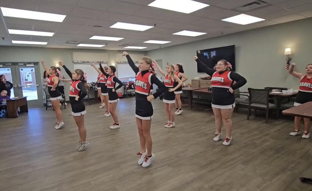 Girls Cheer Visits LE Healthcare
