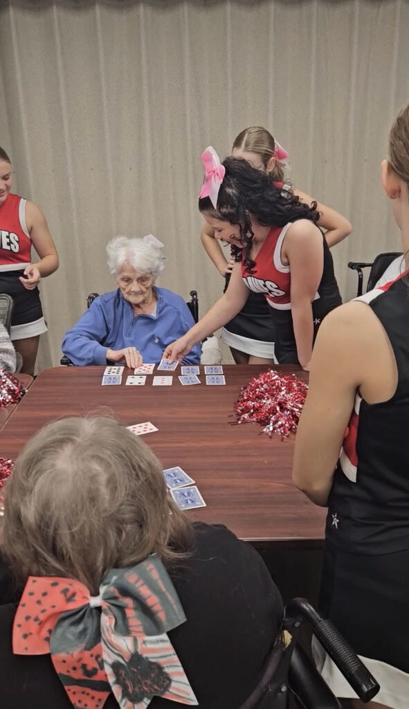 Girls Cheer Visits LE Healthcare