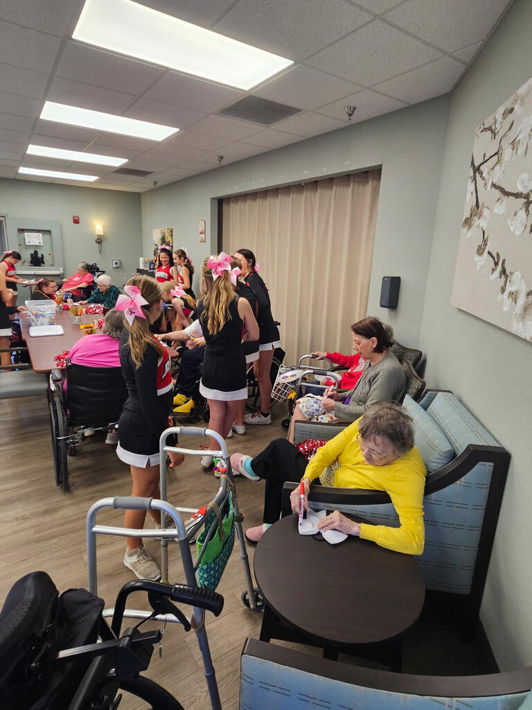 Girls Cheer Visits LE Healthcare