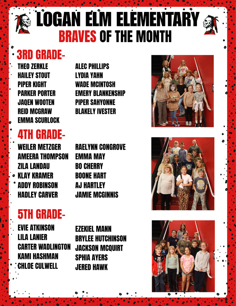Elementary Braves of the Month