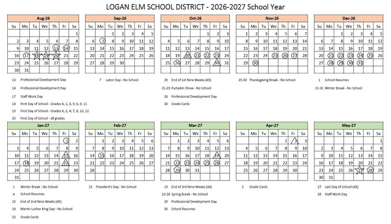 2026-2027 School Year Calendar